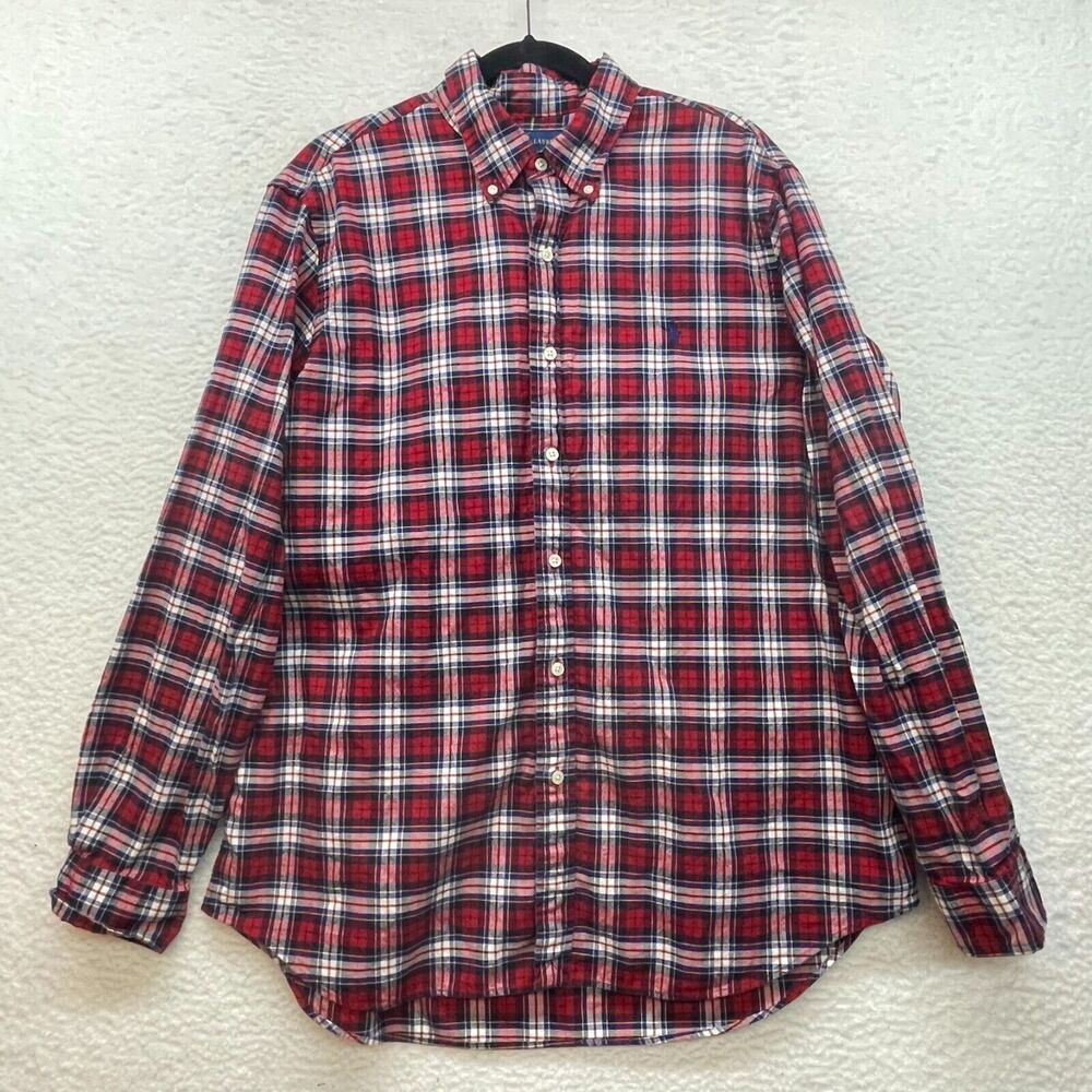 Ralph Lauren Shirt Mens XL Tall Red Tartan Plaid Button Down Pony Classic Preppy